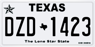TX license plate DZD1423