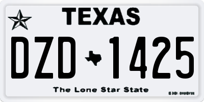 TX license plate DZD1425
