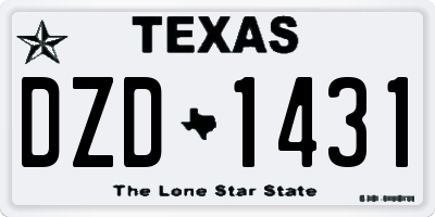 TX license plate DZD1431