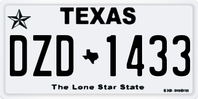 TX license plate DZD1433