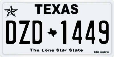TX license plate DZD1449