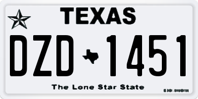 TX license plate DZD1451