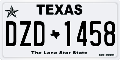 TX license plate DZD1458