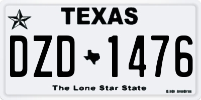 TX license plate DZD1476