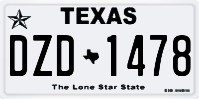 TX license plate DZD1478