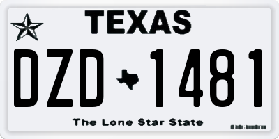 TX license plate DZD1481