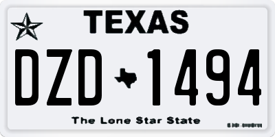 TX license plate DZD1494