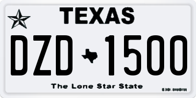TX license plate DZD1500