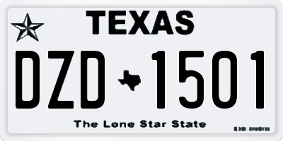 TX license plate DZD1501