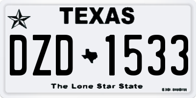TX license plate DZD1533