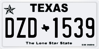 TX license plate DZD1539