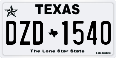 TX license plate DZD1540