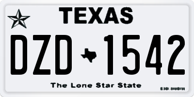 TX license plate DZD1542