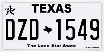 TX license plate DZD1549