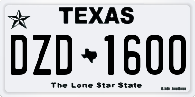 TX license plate DZD1600