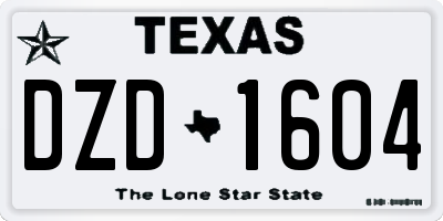 TX license plate DZD1604