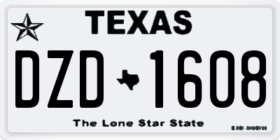 TX license plate DZD1608