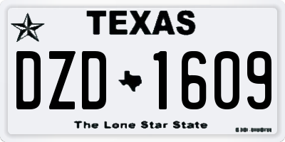 TX license plate DZD1609