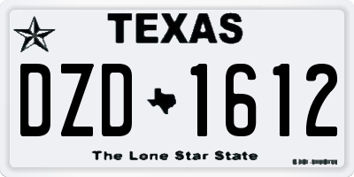 TX license plate DZD1612