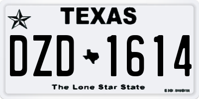 TX license plate DZD1614