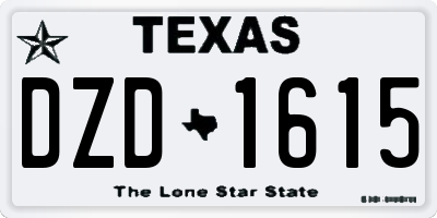 TX license plate DZD1615