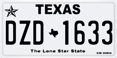 TX license plate DZD1633