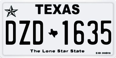 TX license plate DZD1635