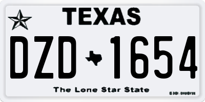 TX license plate DZD1654