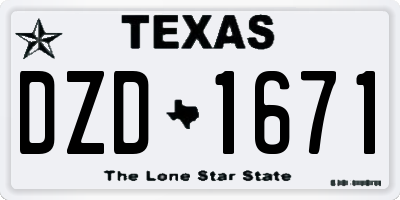TX license plate DZD1671