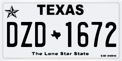 TX license plate DZD1672