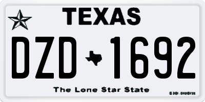 TX license plate DZD1692