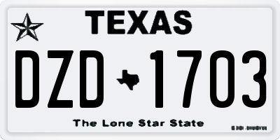 TX license plate DZD1703