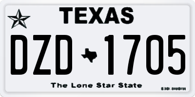 TX license plate DZD1705