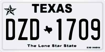 TX license plate DZD1709