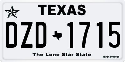TX license plate DZD1715