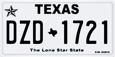 TX license plate DZD1721