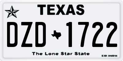 TX license plate DZD1722