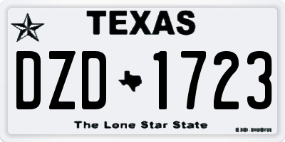 TX license plate DZD1723
