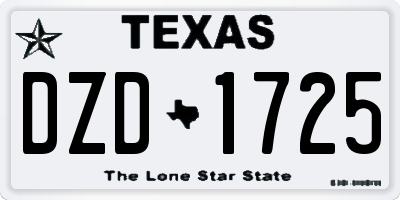 TX license plate DZD1725