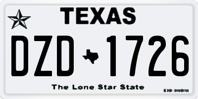TX license plate DZD1726