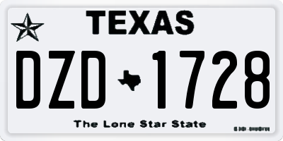TX license plate DZD1728