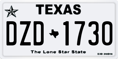 TX license plate DZD1730