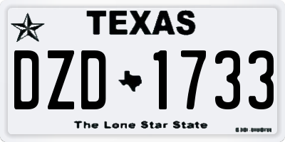 TX license plate DZD1733