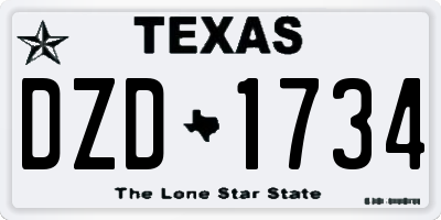TX license plate DZD1734