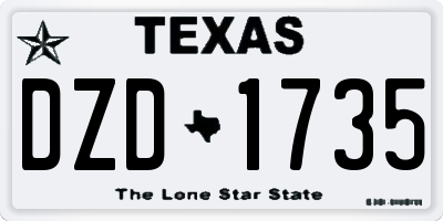 TX license plate DZD1735