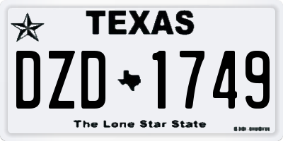 TX license plate DZD1749