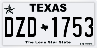 TX license plate DZD1753
