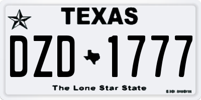 TX license plate DZD1777