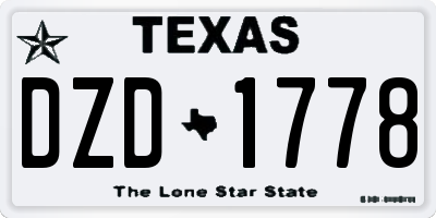 TX license plate DZD1778
