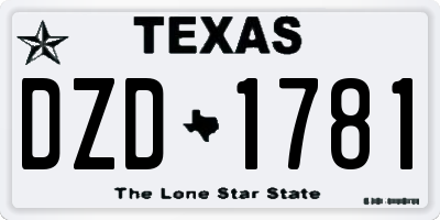 TX license plate DZD1781